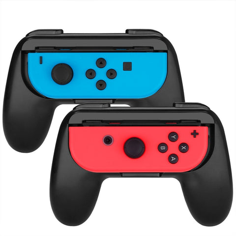 Proslife Dobe Joy-Con Controller Grips Wear-Resistant Game Handle for Switch(2 Pack, Black/Black)