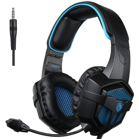 SADES SA-807 PlayStation 4 Pro Xbox One S Stereo Headset Over-Ear Gaming Headphones with Microphone for PC PS4 iPad Mobile Tablet Mac (Black & Blue)