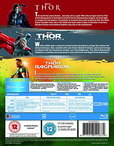 Thor 1-3 Box Set Dark World Ragnarok [Blu-ray]
